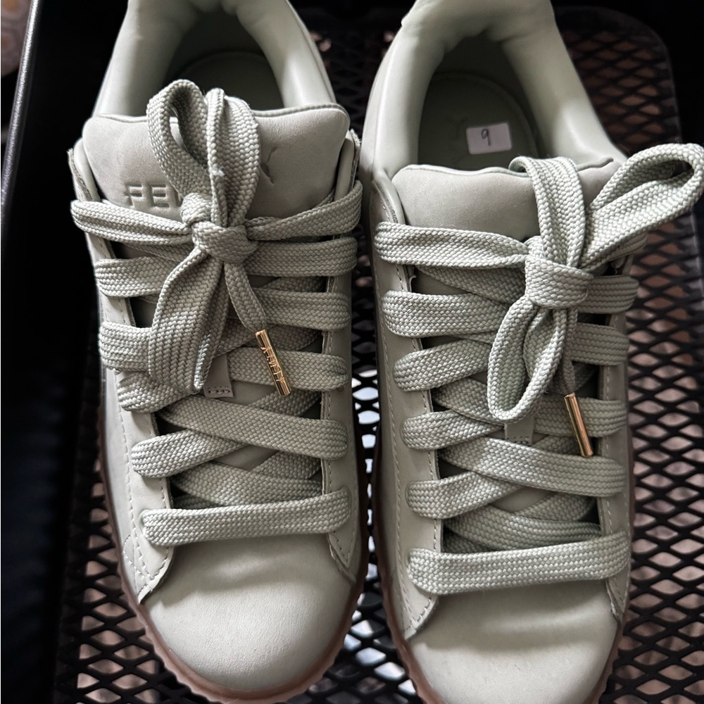 Fenty X Puma Green Sneakers with Classic Low-Top Design